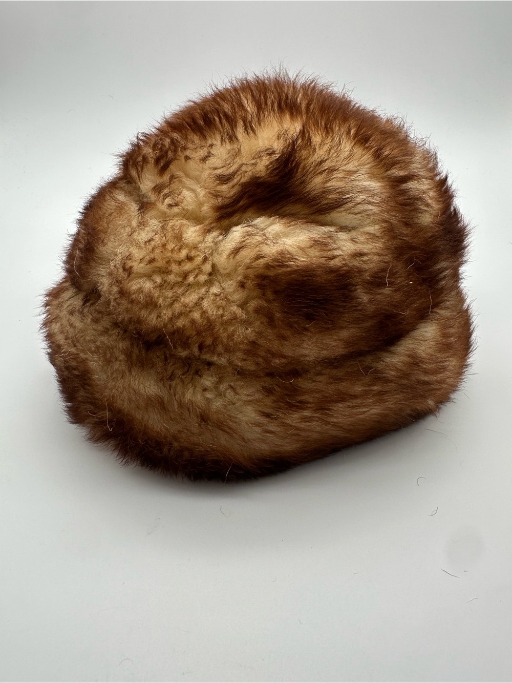 Made in Italy Brown Cream Plush Fur Look Winter Hat Size 18